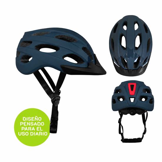 Casco BX300 azul, vistas frontal, trasera y lateral
