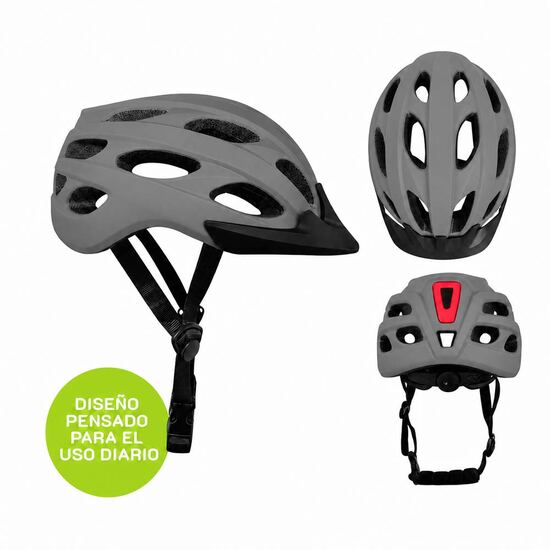 Casco BX300 gris, vistas frontal, trasera y lateral
