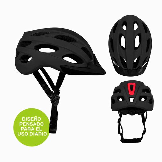 Casco BX300 negro, detalle de ventilación y luz LED