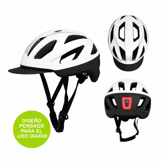 Casco BX500 blanco, vistas frontal, trasera y lateral