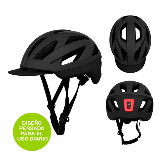 Casco BX500 negro, vistas frontal, trasera y lateral