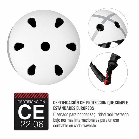 Casco UX300 blanco, detalle de certificación CE 22.06