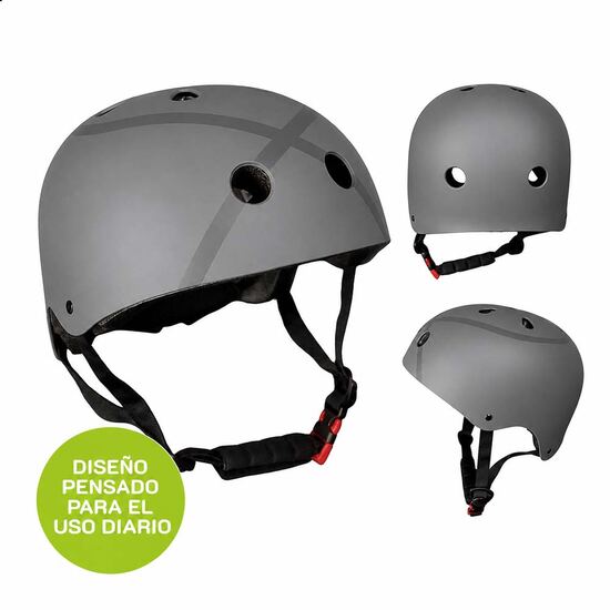 Casco UX300 gris, vistas frontal, trasera y lateral