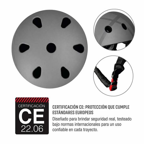 Casco UX300 gris, detalle de certificación CE 22.06