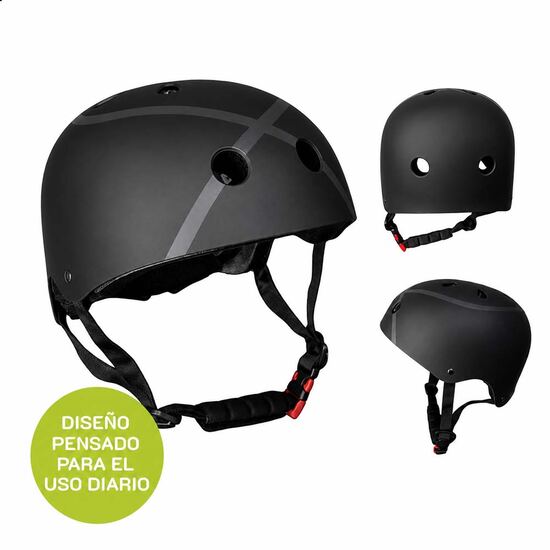 Casco UX300 negro, vistas frontal, trasera y lateral