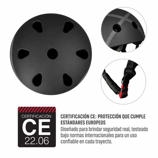 Casco UX300 negro, detalle de certificación CE 22.06