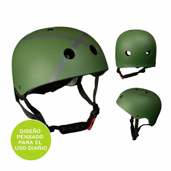 Casco UX300 verde, vistas frontal, trasera y lateral