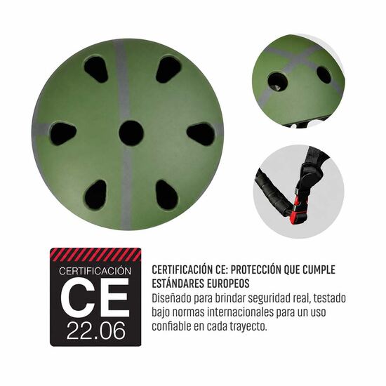 Casco UX300 verde, detalle de certificación CE 22.06