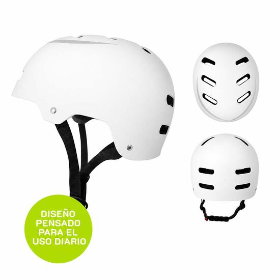 Casco UX500 blanco, vistas frontal, trasera y lateral