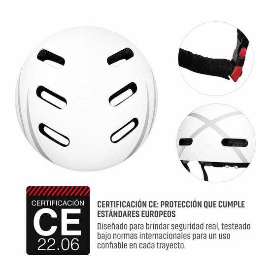 Casco UX500 blanco, detalle de certificación CE 22.06