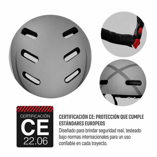 Casco UX500 gris, detalle de certificación CE 22.06