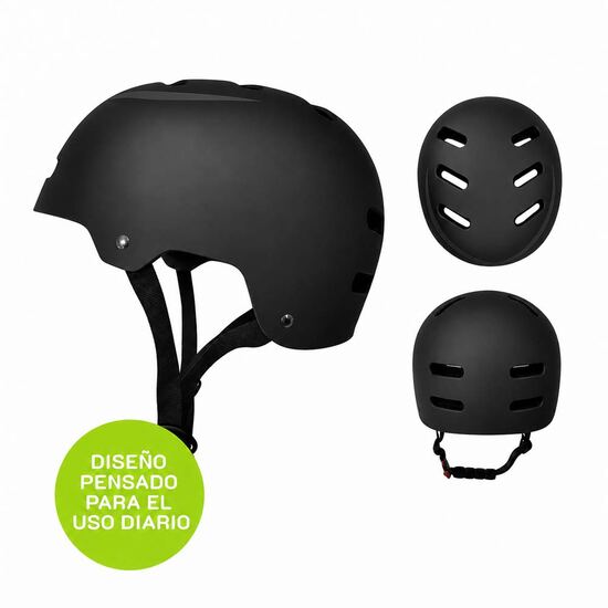 Casco UX500 negro, vistas frontal, trasera y lateral