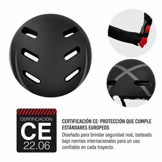 Casco UX500 negro, detalle de certificación CE 22.06
