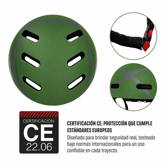 Casco UX500 verde, detalle de certificación CE 22.06