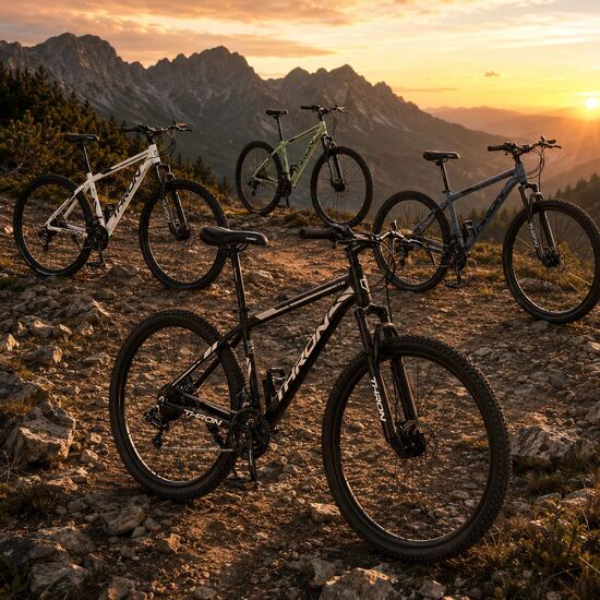 Mountain Bikes THRON en la montaña al atardecer